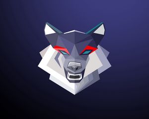 Preview wallpaper wolf, grin, art, geometric, minimalism