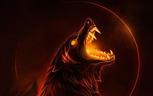 Preview wallpaper wolf, grin, predator, art, dark