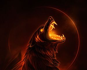 Preview wallpaper wolf, grin, predator, art, dark