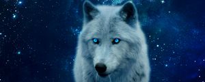 Preview wallpaper wolf, hill, glow, predator, wildlife, photoshop