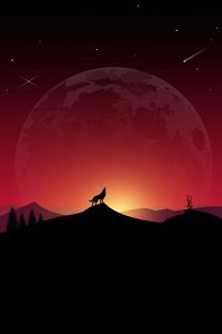 Preview wallpaper wolf, howl, loneliness, art, full moon