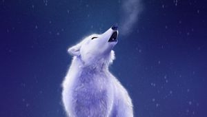 Preview wallpaper wolf, howl, snow, white, art