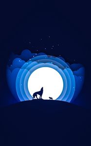 Preview wallpaper wolf, moon, howling, vector