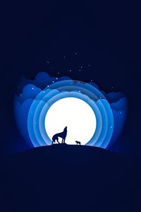 Preview wallpaper wolf, moon, howling, vector