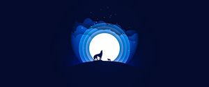 Preview wallpaper wolf, moon, howling, vector