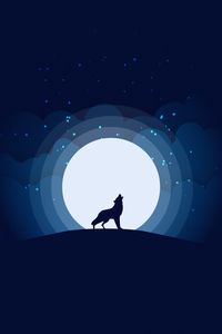 Preview wallpaper wolf, moon, howling, art, vector