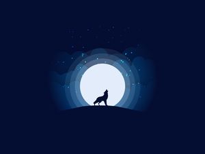 Preview wallpaper wolf, moon, howling, art, vector