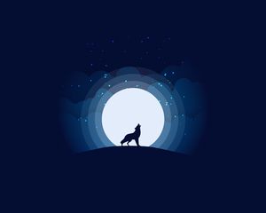 Preview wallpaper wolf, moon, howling, art, vector