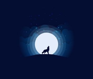 Preview wallpaper wolf, moon, howling, art, vector