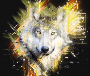 Preview wallpaper wolf, muzzle, predator, art