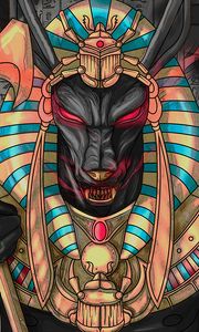 Preview wallpaper wolf, pharaoh, art, ancient egypt