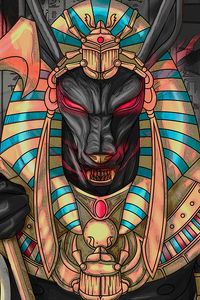 Preview wallpaper wolf, pharaoh, art, ancient egypt