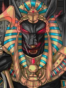 Preview wallpaper wolf, pharaoh, art, ancient egypt