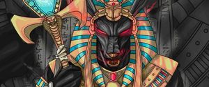 Preview wallpaper wolf, pharaoh, art, ancient egypt