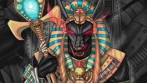 Preview wallpaper wolf, pharaoh, art, ancient egypt