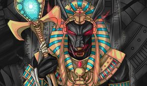 Preview wallpaper wolf, pharaoh, art, ancient egypt