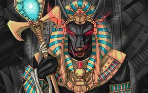 Preview wallpaper wolf, pharaoh, art, ancient egypt