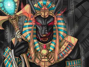 Preview wallpaper wolf, pharaoh, art, ancient egypt