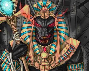 Preview wallpaper wolf, pharaoh, art, ancient egypt