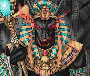 Preview wallpaper wolf, pharaoh, art, ancient egypt