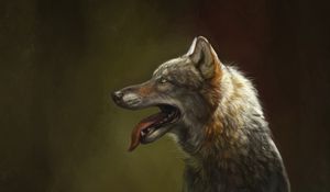 Preview wallpaper wolf, protruding tongue, art