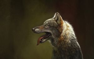 Preview wallpaper wolf, protruding tongue, art