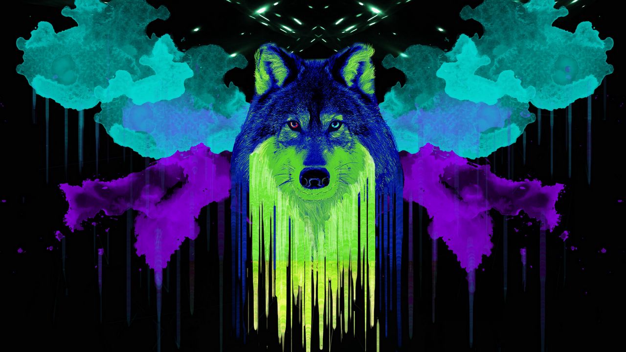 Wallpaper wolf, spots, paint, art