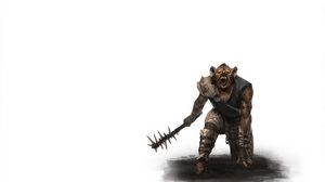 Preview wallpaper wolf, werewolf, mace, aggression