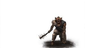 Preview wallpaper wolf, werewolf, mace, aggression