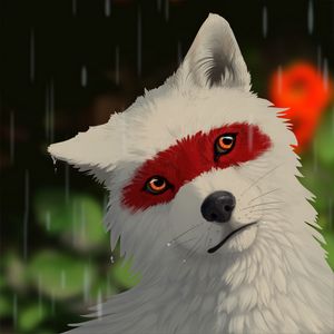 Preview wallpaper wolf, white, rain, drops, art