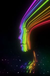 Preview wallpaper woman, image, rainbow, line, light, background