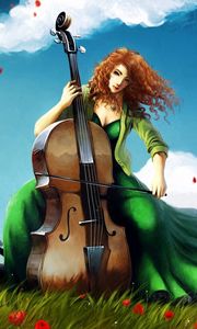 Preview wallpaper woman, musician, wind, game