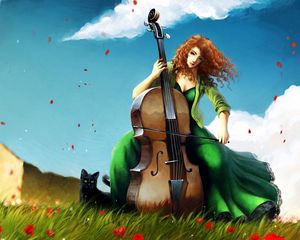 Preview wallpaper woman, musician, wind, game
