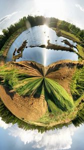 Preview wallpaper wood, circle, greens, planet, shcherbakov