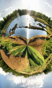 Preview wallpaper wood, circle, greens, planet, shcherbakov