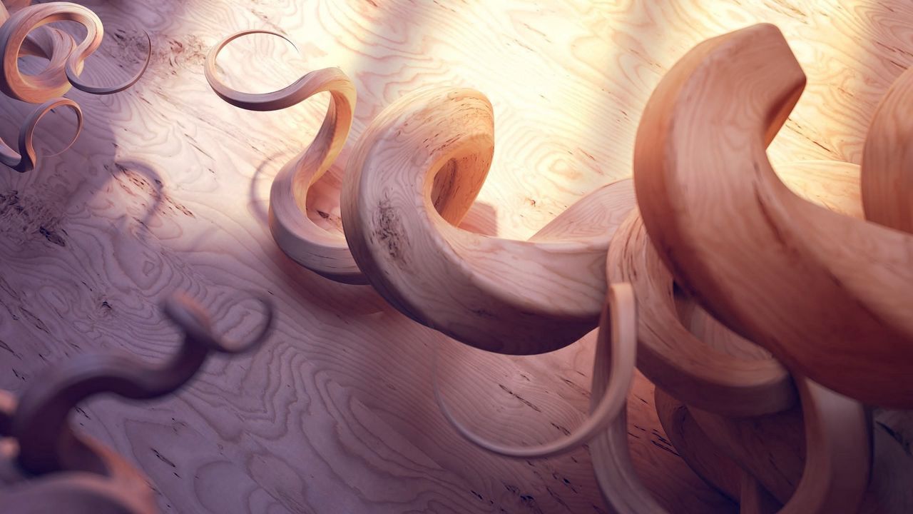 Wallpaper wood, shavings, spiral, shadow