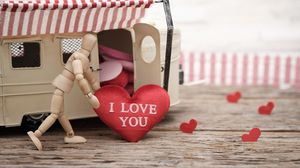 Preview wallpaper wooden figure, mannequin, heart, love