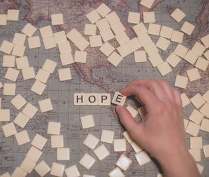 Preview wallpaper words, hope, hand, card