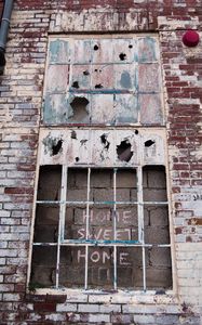 Preview wallpaper words, inscription, lattice, house, wall