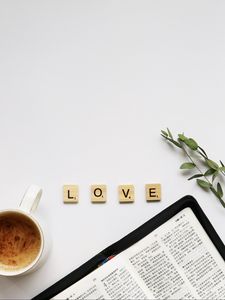 Preview wallpaper words, love, cup, white