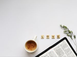 Preview wallpaper words, love, cup, white