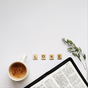 Preview wallpaper words, love, cup, white