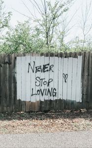 Preview wallpaper words, love, inscription, fence