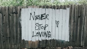 Preview wallpaper words, love, inscription, fence