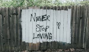 Preview wallpaper words, love, inscription, fence