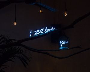 Preview wallpaper words, love, neon, glow, dark