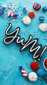 Preview wallpaper words, macaroni, dessert, holiday