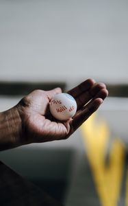 Preview wallpaper words, tennis ball, hand, wrinkles