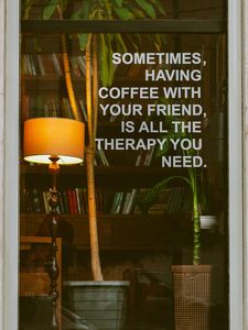 Preview wallpaper words, text, coffee, cafe, lamp, books