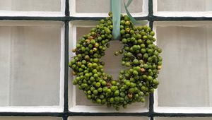 Preview wallpaper wreath, berries, green, window